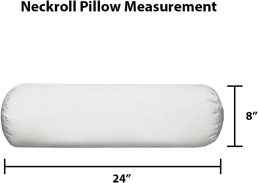 RSH Décor Sunbrella Jumbo Neck Roll Bolster Pillows – Set of 2 | 24” x 8” | Outdoor Throw Pillows for Patio Furniture, Porch, Deck, or Poolside Chairs | Waterproof & Fade-Resistant | Canvas White