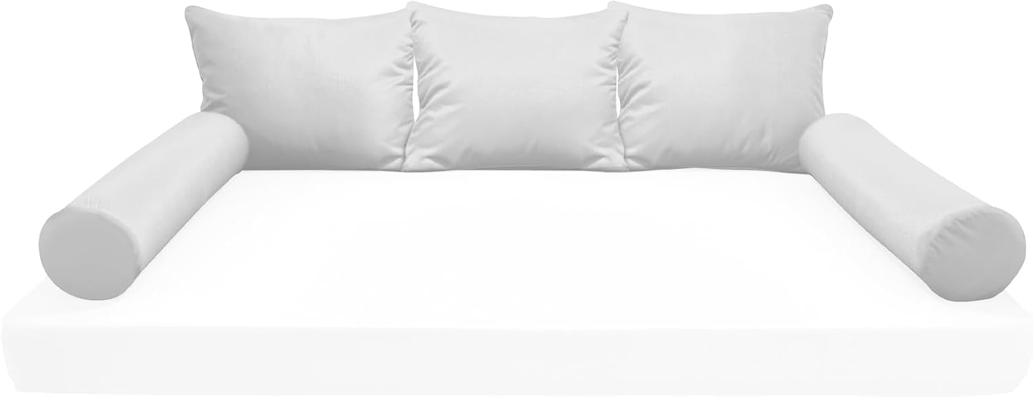Twin Size Pillow & Bolster Cushion Polyester Fiberfill Inserts Replacement Set for Outdoor or Indoor Daybed and Porch Swing Bed, Insert ONLY (White, 24.5 * 20 * 5IN)