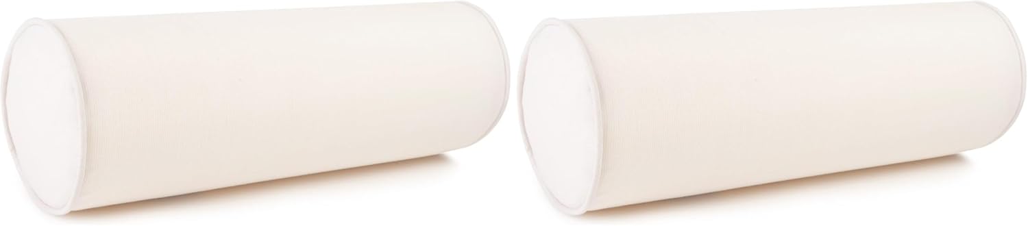 Austin Horn Classics Sunbrella Set of 2 Zippered Neck Bolster Pillow, Made with Sunbrella Fabric, Cylinder Pillows, for Couch & Bed, Decorative Round Throw Pillow, Back & Neck Support (Mist)