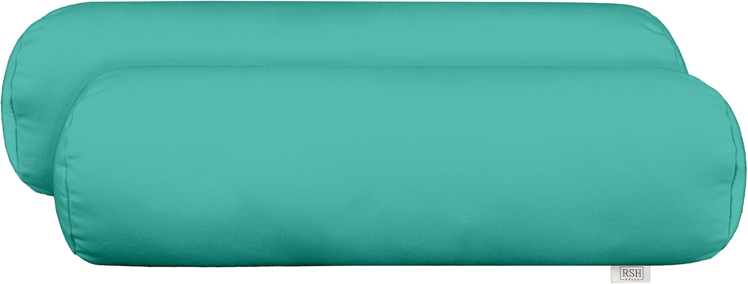 RSH Décor Sunbrella Jumbo Neck Roll Bolster Pillows – Set of 2 | 24” x 8” | Outdoor Throw Pillows for Patio Furniture, Porch, Deck, or Poolside Chairs | Waterproof & Fade-Resistant | Canvas White
