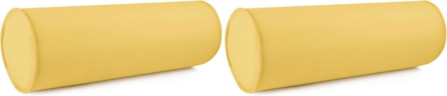 Austin Horn Classics Sunbrella Set of 2 Zippered Neck Bolster Pillow, Made with Sunbrella Fabric, Cylinder Pillows, for Couch & Bed, Decorative Round Throw Pillow, Back & Neck Support (Mist)