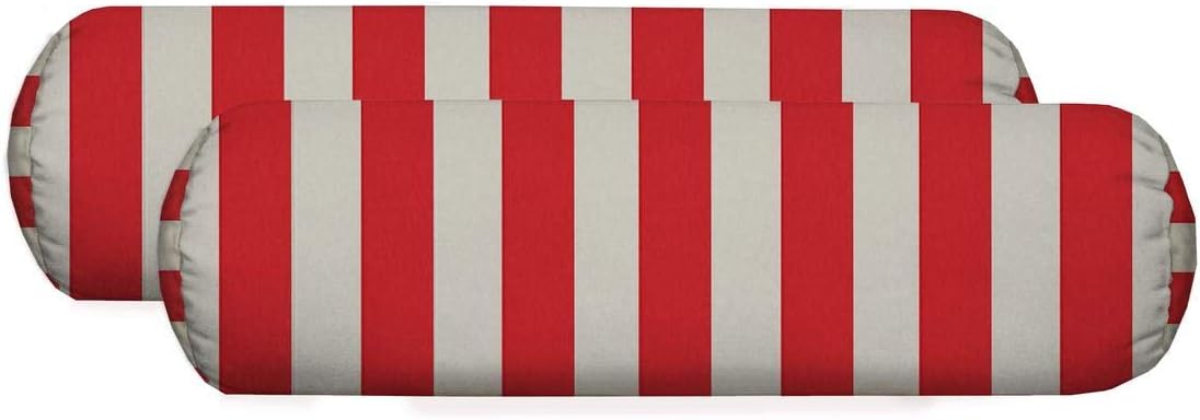 RSH Décor Neck Roll Bolster Pillows – Set of 4 | 20” x 6” | Outdoor Throw Pillows for Patio Furniture, Porch, Deck, or Poolside Chairs | Water & Fade-Resistant | Navy & White Stripe