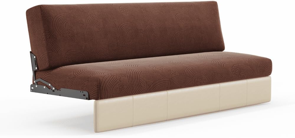 Hudson Comfort RV Couch Covers for Sofa Bed – 2-Piece Backrest and Seat Covers Ideal for Jackknife – Camper Slip Covers for RV Furniture – Super Stretchable Fabric with 1cm Elastic (Chocolate)