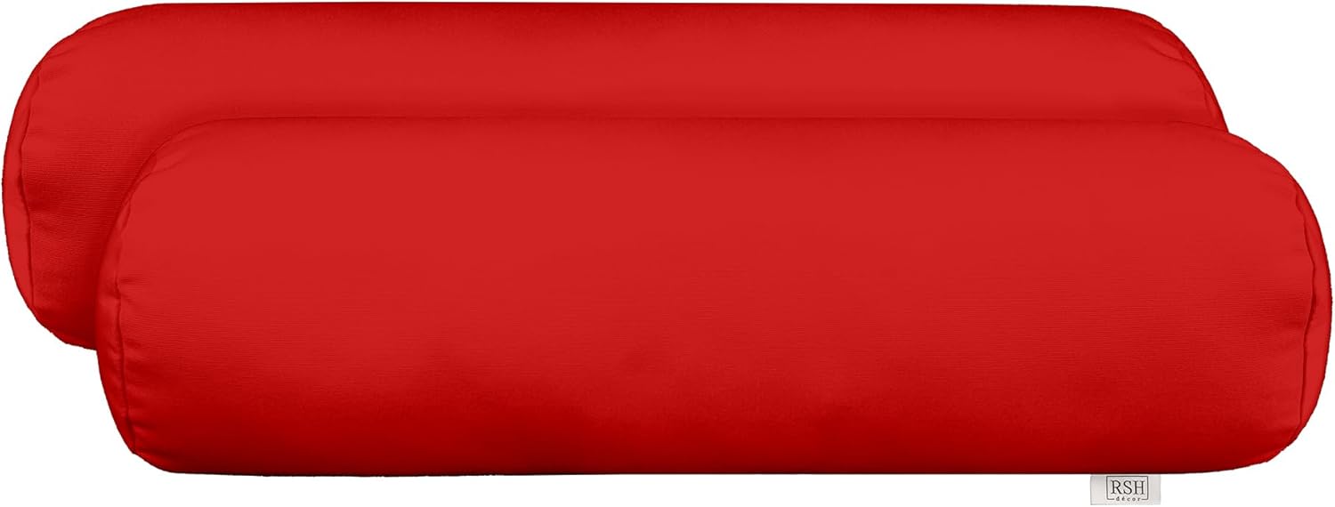 RSH Décor Sunbrella Jumbo Neck Roll Bolster Pillows – Set of 2 | 24” x 8” | Outdoor Throw Pillows for Patio Furniture, Porch, Deck, or Poolside Chairs | Waterproof & Fade-Resistant | Canvas White