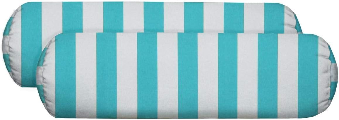 RSH Décor Neck Roll Bolster Pillows – Set of 4 | 20” x 6” | Outdoor Throw Pillows for Patio Furniture, Porch, Deck, or Poolside Chairs | Water & Fade-Resistant | Navy & White Stripe