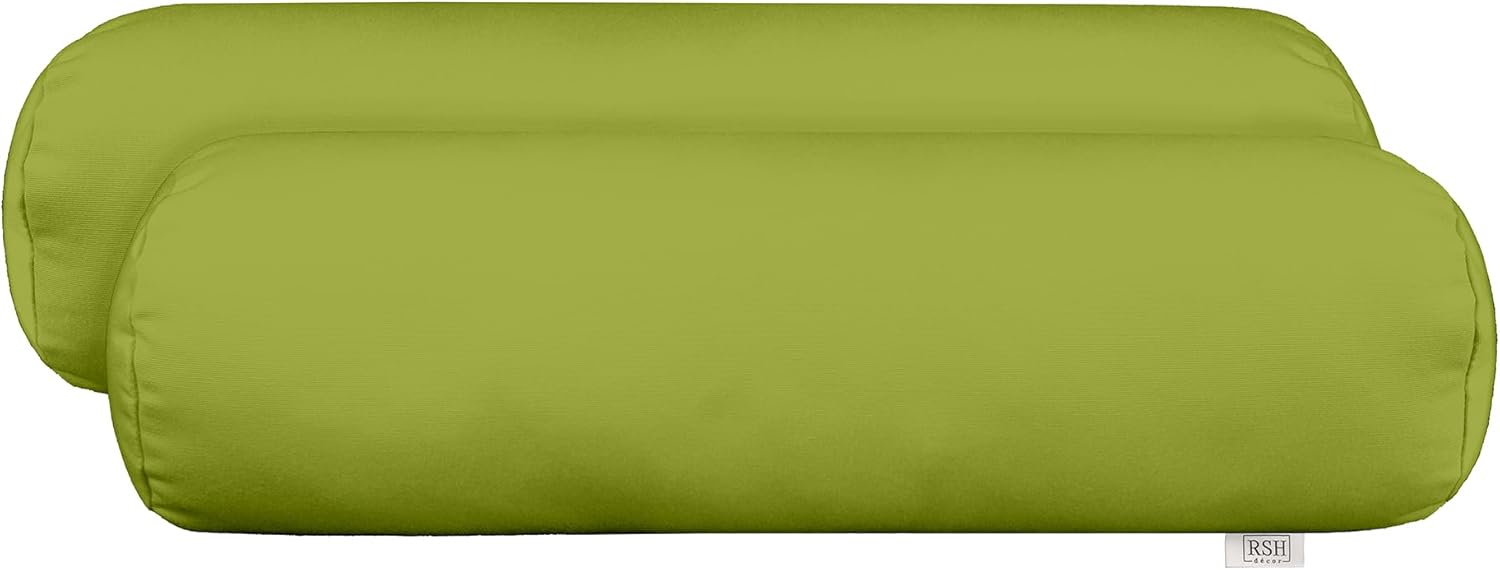 RSH Décor Sunbrella Jumbo Neck Roll Bolster Pillows – Set of 2 | 24” x 8” | Outdoor Throw Pillows for Patio Furniture, Porch, Deck, or Poolside Chairs | Waterproof & Fade-Resistant | Canvas White