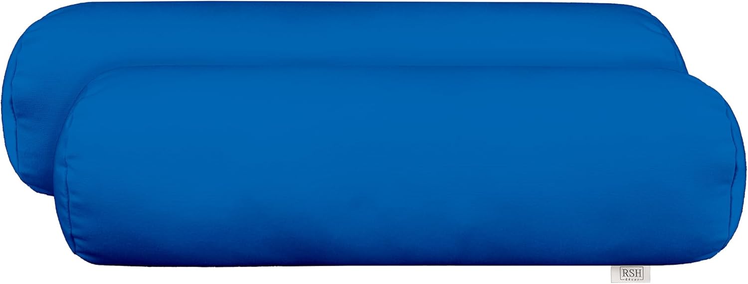 RSH Décor Sunbrella Jumbo Neck Roll Bolster Pillows – Set of 2 | 24” x 8” | Outdoor Throw Pillows for Patio Furniture, Porch, Deck, or Poolside Chairs | Waterproof & Fade-Resistant | Canvas White