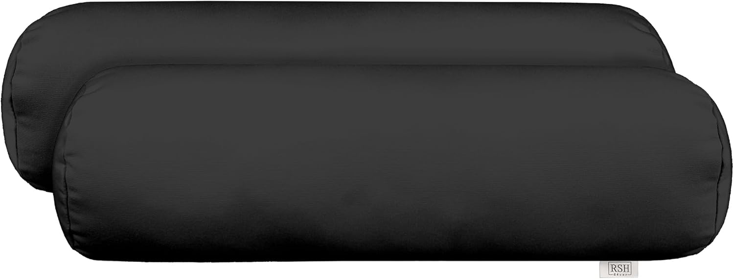 RSH Décor Sunbrella Jumbo Neck Roll Bolster Pillows – Set of 2 | 24” x 8” | Outdoor Throw Pillows for Patio Furniture, Porch, Deck, or Poolside Chairs | Waterproof & Fade-Resistant | Canvas White