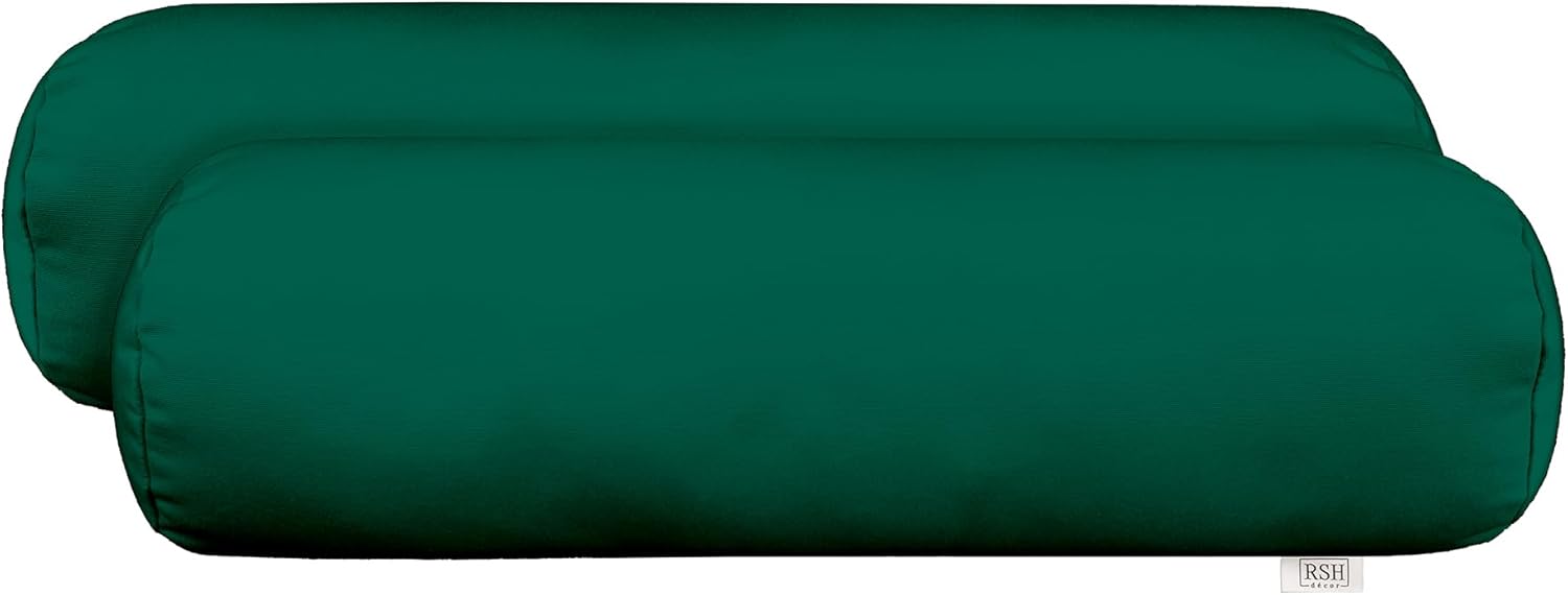 RSH Décor Sunbrella Jumbo Neck Roll Bolster Pillows – Set of 2 | 24” x 8” | Outdoor Throw Pillows for Patio Furniture, Porch, Deck, or Poolside Chairs | Waterproof & Fade-Resistant | Canvas White
