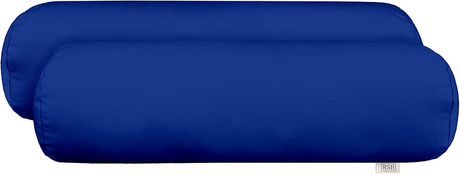 RSH Décor Sunbrella Jumbo Neck Roll Bolster Pillows – Set of 2 | 24” x 8” | Outdoor Throw Pillows for Patio Furniture, Porch, Deck, or Poolside Chairs | Waterproof & Fade-Resistant | Canvas White