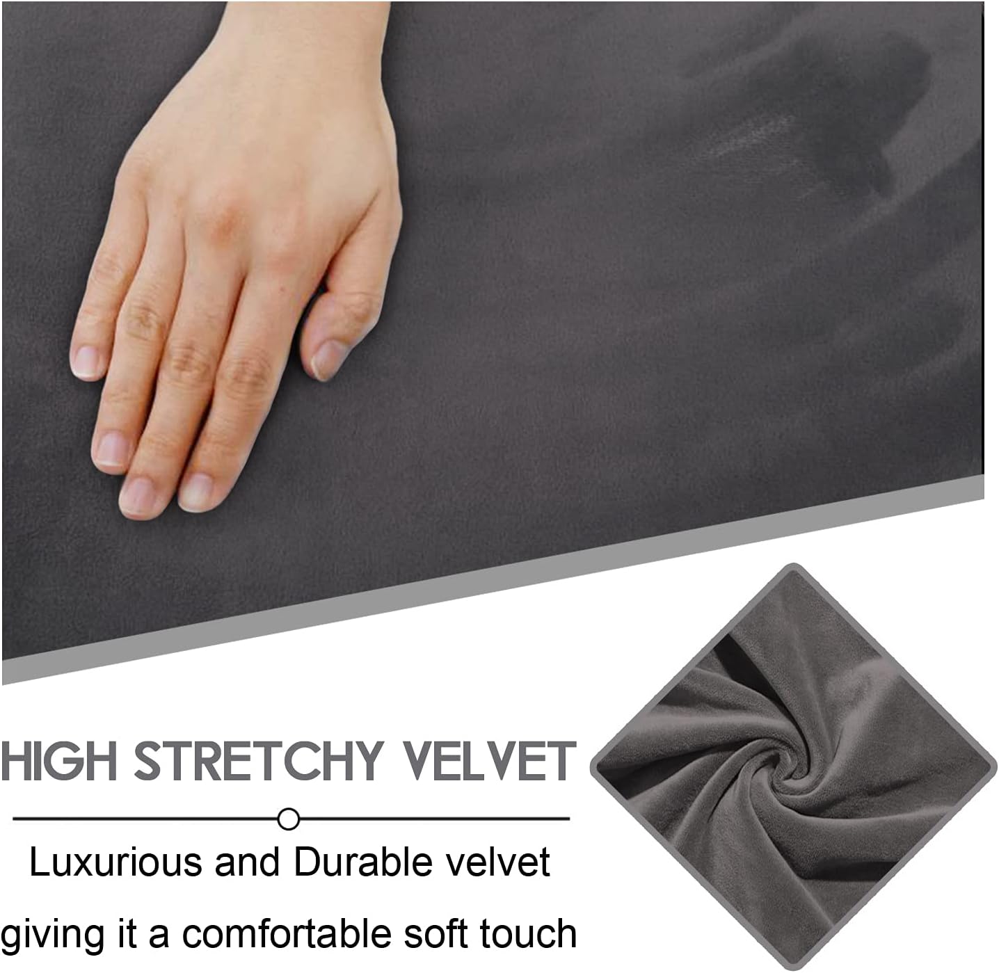 ULTICOR Velvet 8-Pieces Recliner Sofa Covers Stretch Reclining Couch Covers for 3 Cushion Reclining Sofa Slipcovers Furniture Covers Thick Soft Washable (3 Seater Recliner Cover, Dark Gray)