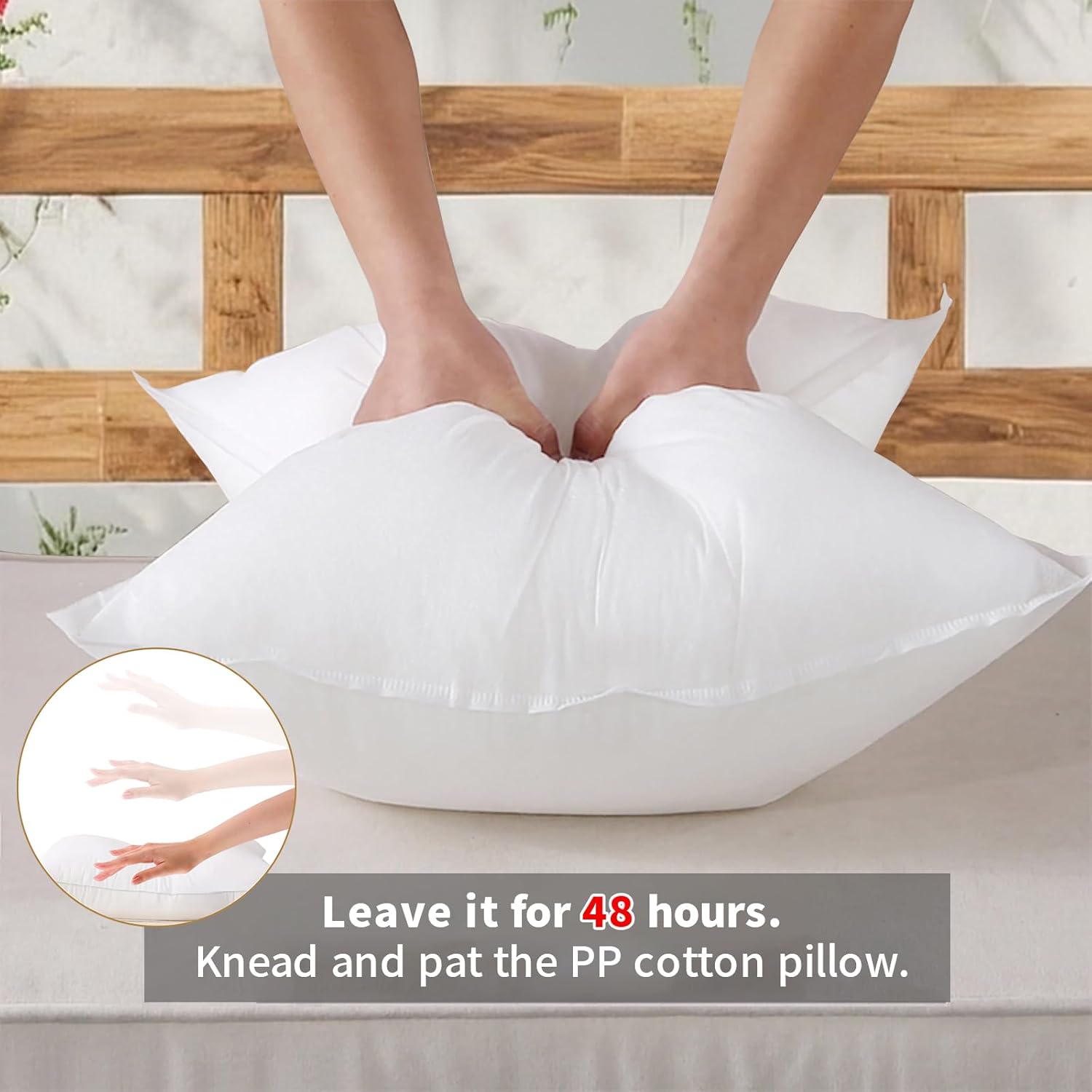 Twin Size Pillow & Bolster Cushion Polyester Fiberfill Inserts Replacement Set for Outdoor or Indoor Daybed and Porch Swing Bed, Insert ONLY (White, 24.5 * 20 * 5IN)