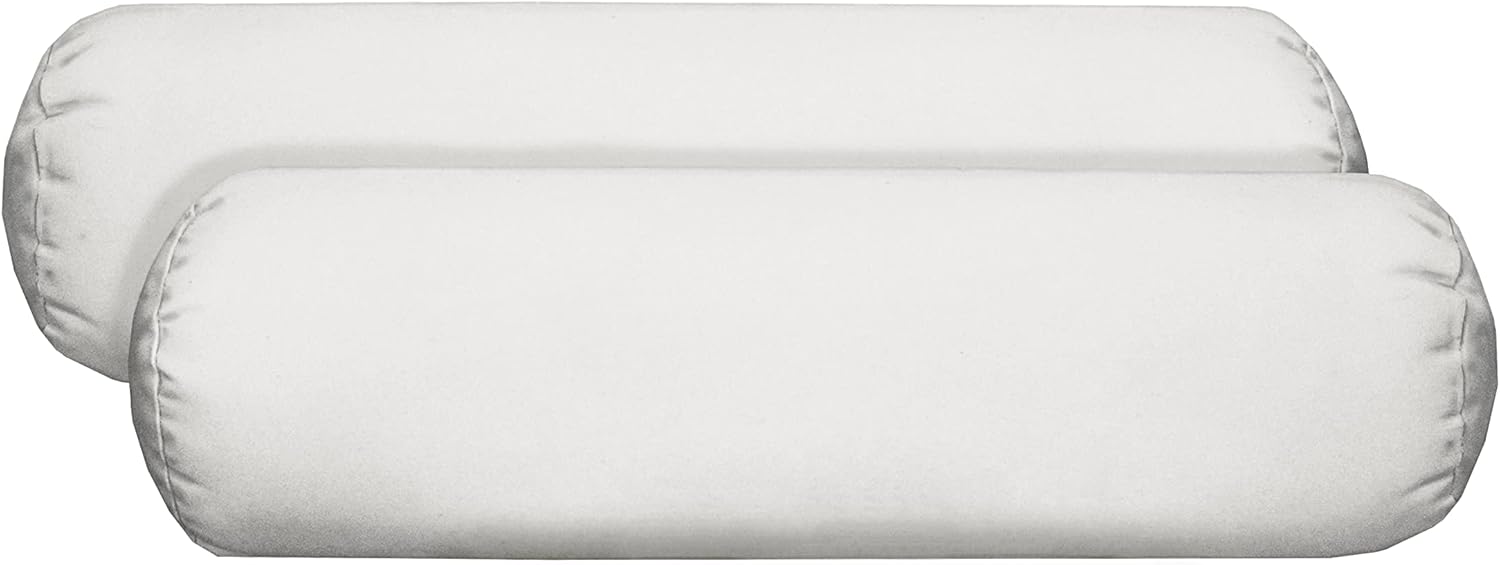 RSH Décor Sunbrella Jumbo Neck Roll Bolster Pillows – Set of 2 | 24” x 8” | Outdoor Throw Pillows for Patio Furniture, Porch, Deck, or Poolside Chairs | Waterproof & Fade-Resistant | Canvas White