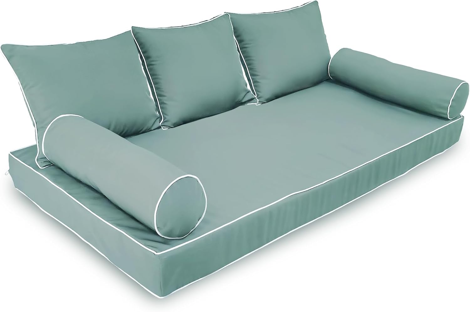 Twin Size Porch Swing Bed Cushion Cover,Waterproof Outdoor Twin Mattress Cover for Daybed,Outdoor Daybed Cushion Bolster Pillow Fitted Sheet Cover,Only Cover (Aqua Leala, 75 * 39 * 6in)