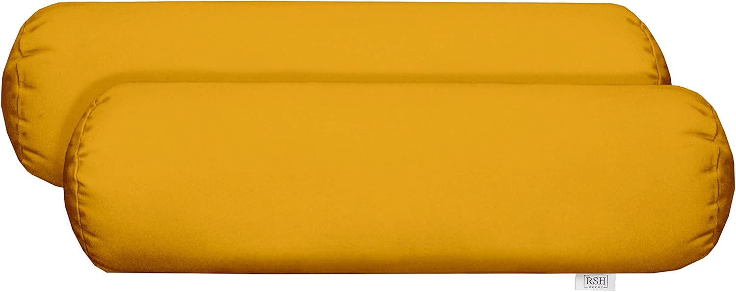 RSH Décor Sunbrella Jumbo Neck Roll Bolster Pillows – Set of 2 | 24” x 8” | Outdoor Throw Pillows for Patio Furniture, Porch, Deck, or Poolside Chairs | Waterproof & Fade-Resistant | Canvas White