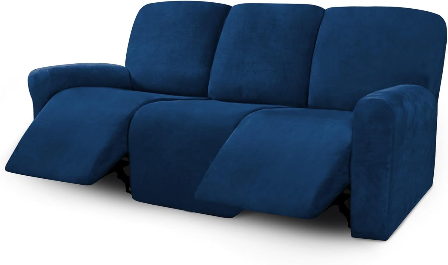 ULTICOR Velvet 8-Pieces Recliner Sofa Covers Stretch Reclining Couch Covers for 3 Cushion Reclining Sofa Slipcovers Furniture Covers Thick Soft Washable (3 Seater Recliner Cover, Dark Gray)