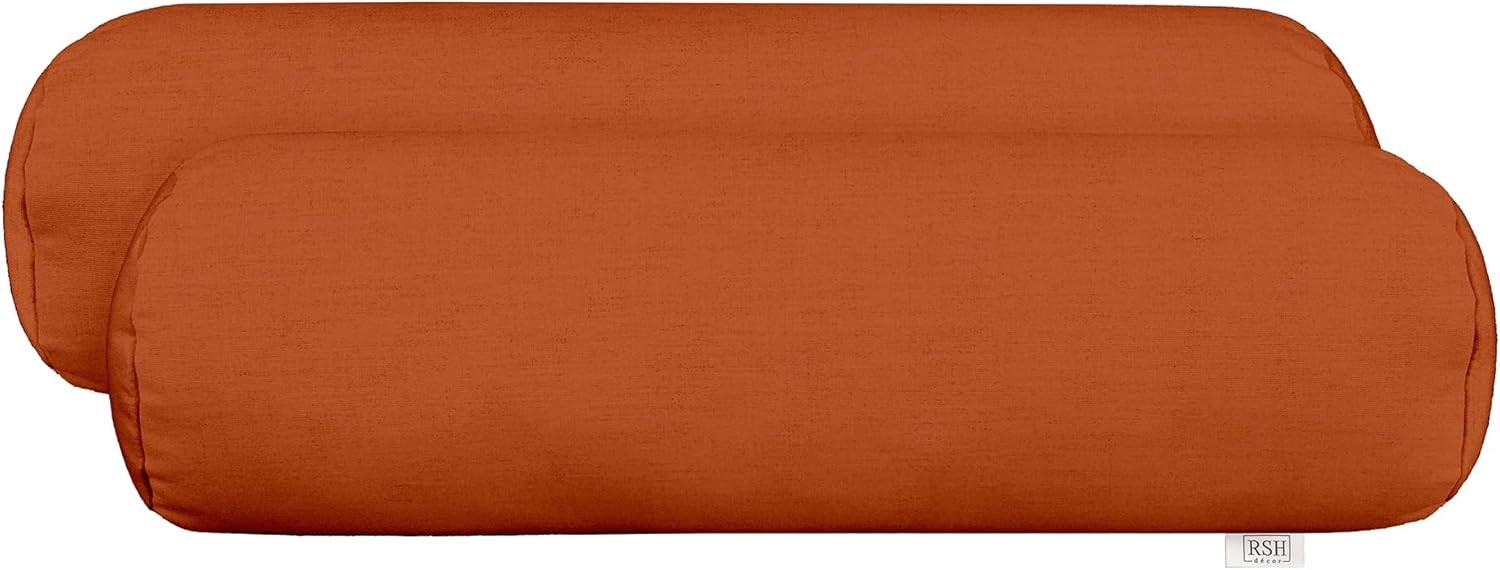 RSH Décor Sunbrella Jumbo Neck Roll Bolster Pillows – Set of 2 | 24” x 8” | Outdoor Throw Pillows for Patio Furniture, Porch, Deck, or Poolside Chairs | Waterproof & Fade-Resistant | Canvas White