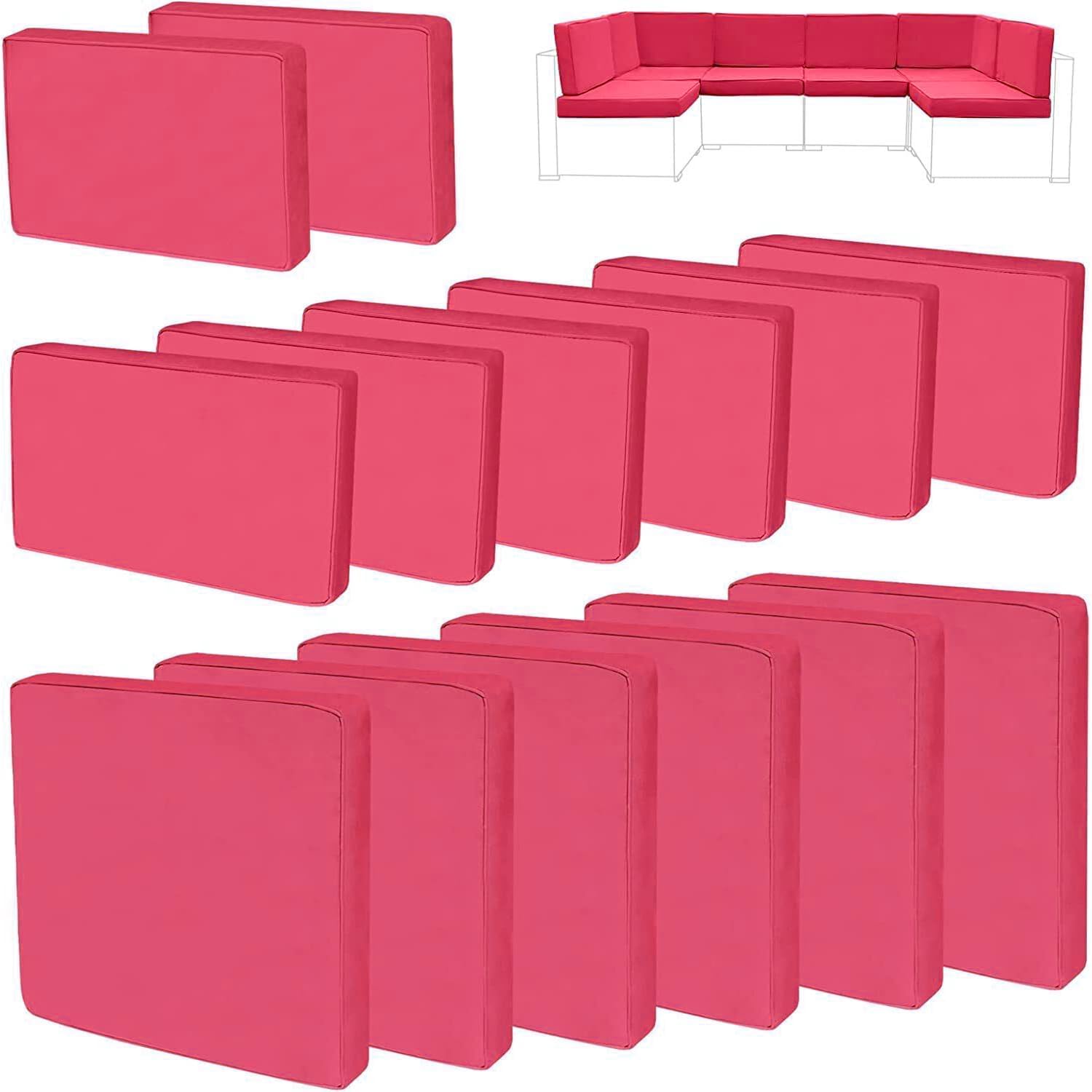 14Pieces Patio Cushion Covers Replacement Outdoor Couch Cushions Covers Splashproof Sofa Slipcovers Set with Zippers,Patio Furniture Protector Cover Only(Light Gray,25.6×25.6×3.94inches)
