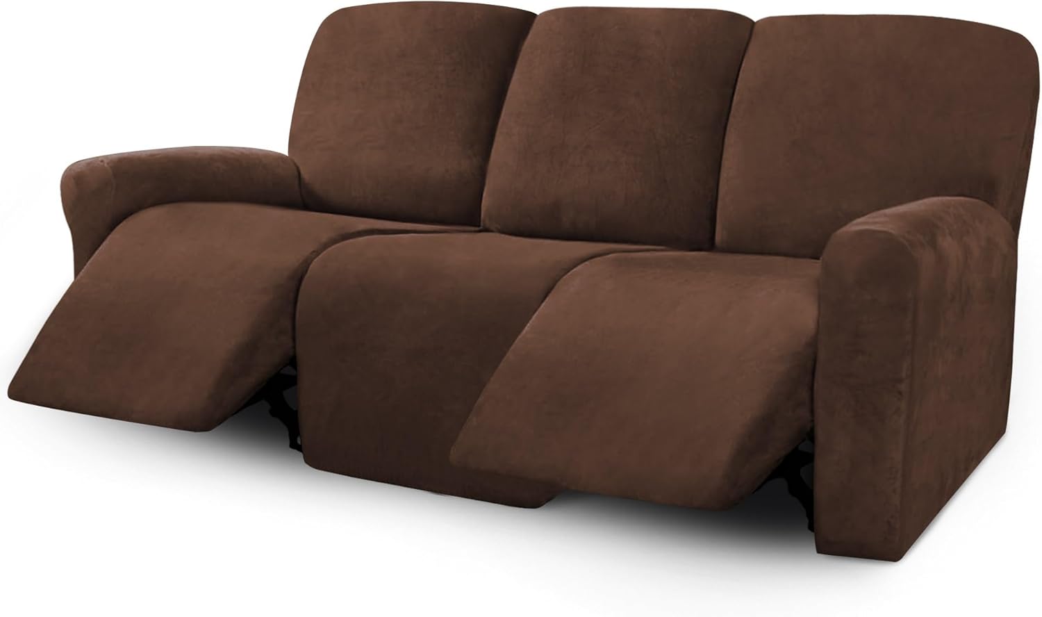 ULTICOR Velvet 8-Pieces Recliner Sofa Covers Stretch Reclining Couch Covers for 3 Cushion Reclining Sofa Slipcovers Furniture Covers Thick Soft Washable (3 Seater Recliner Cover, Dark Gray)