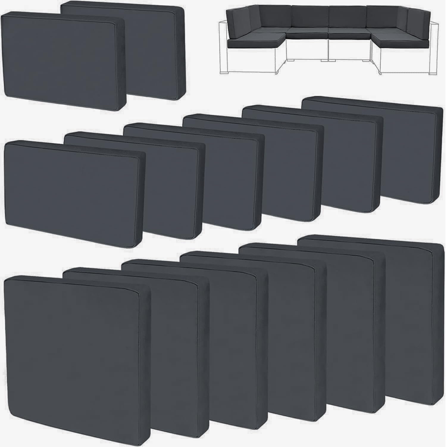 14Pieces Patio Cushion Covers Replacement Outdoor Couch Cushions Covers Splashproof Sofa Slipcovers Set with Zippers,Patio Furniture Protector Cover Only(Light Gray,25.6×25.6×3.94inches)