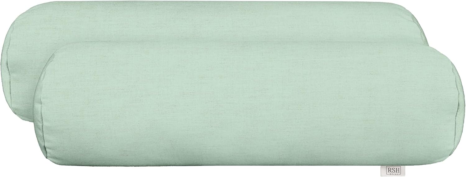 RSH Décor Sunbrella Jumbo Neck Roll Bolster Pillows – Set of 2 | 24” x 8” | Outdoor Throw Pillows for Patio Furniture, Porch, Deck, or Poolside Chairs | Waterproof & Fade-Resistant | Canvas White