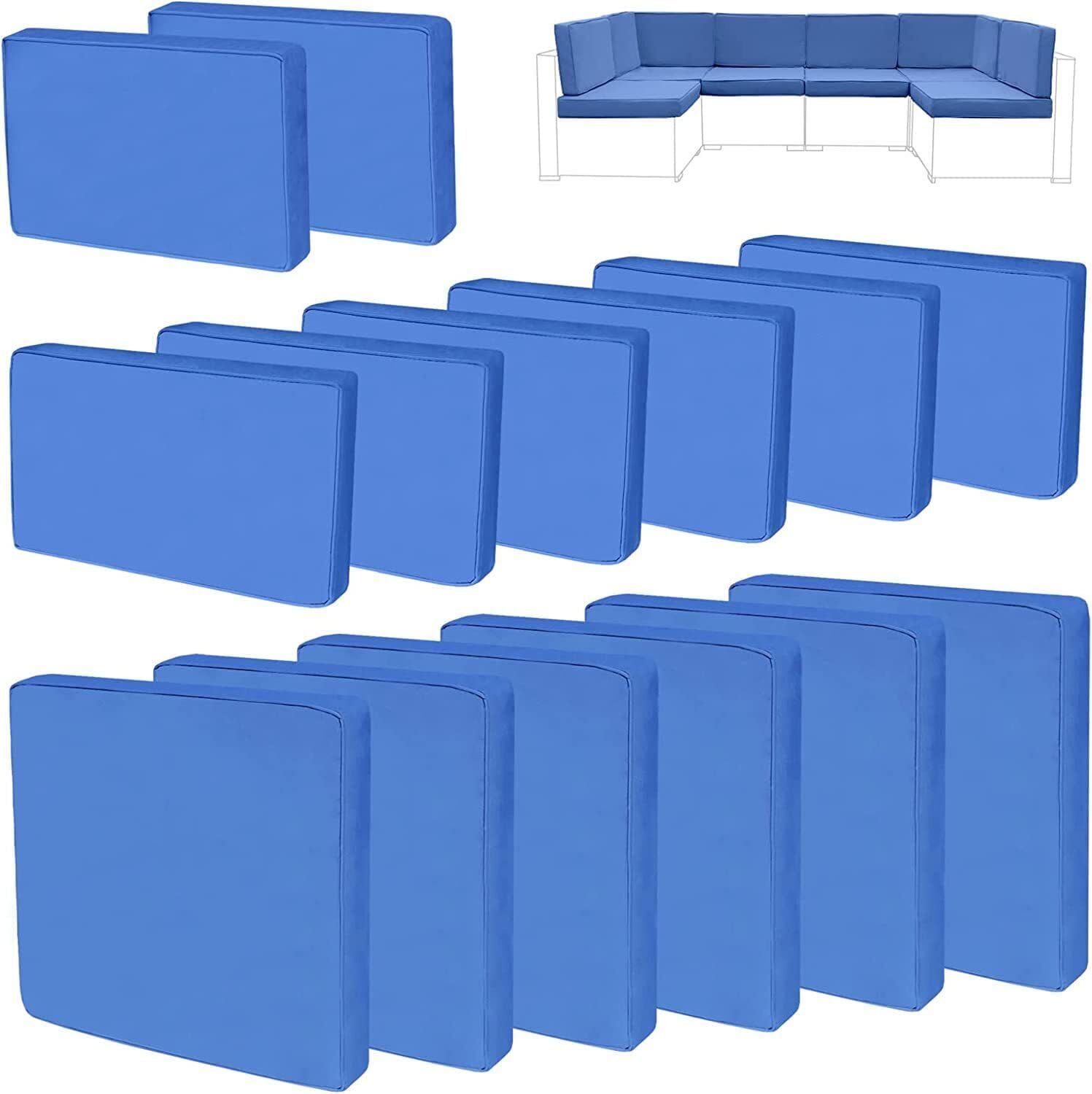 14Pieces Patio Cushion Covers Replacement Outdoor Couch Cushions Covers Splashproof Sofa Slipcovers Set with Zippers,Patio Furniture Protector Cover Only(Light Gray,25.6×25.6×3.94inches)