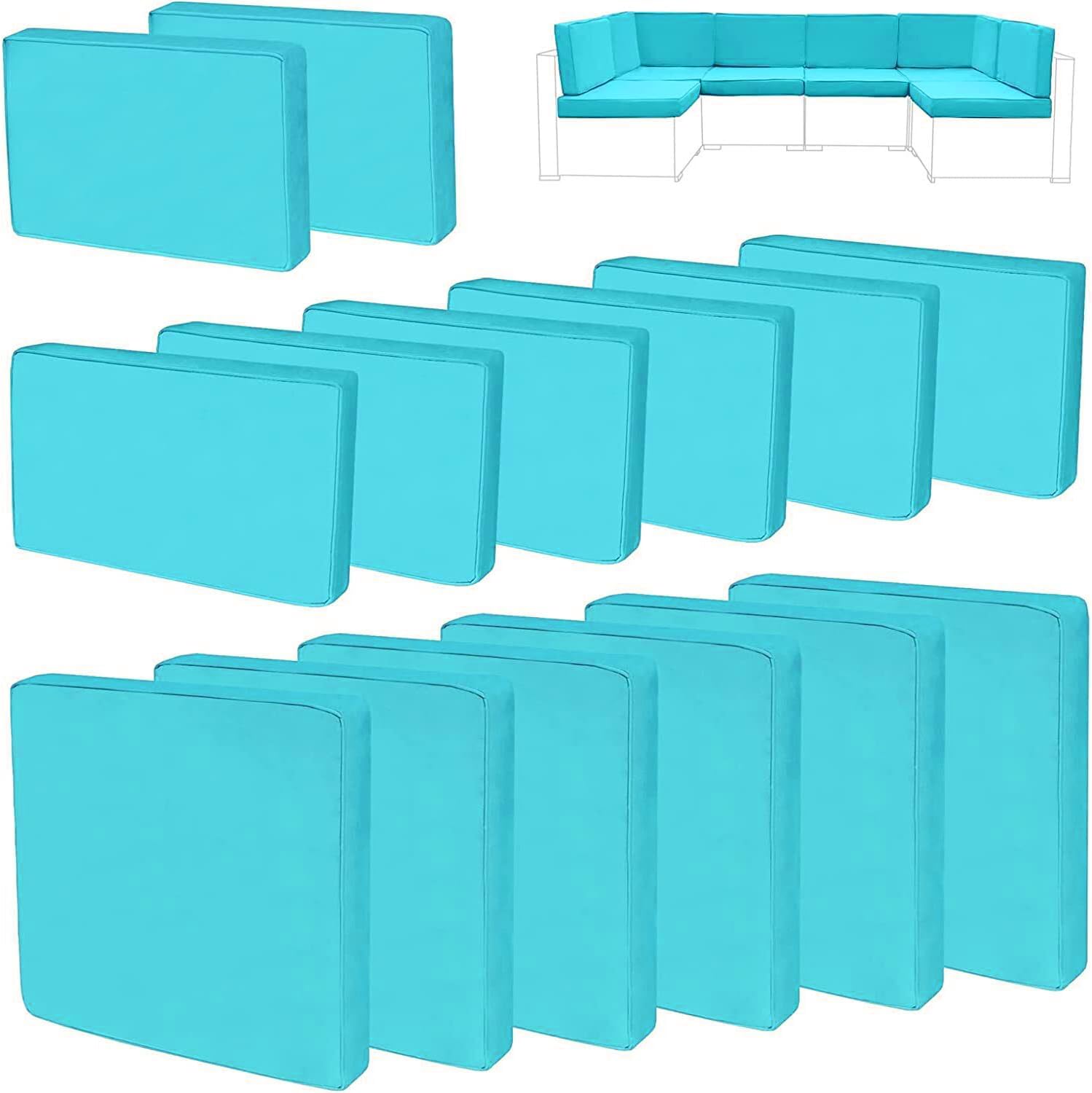 14Pieces Patio Cushion Covers Replacement Outdoor Couch Cushions Covers Splashproof Sofa Slipcovers Set with Zippers,Patio Furniture Protector Cover Only(Light Gray,25.6×25.6×3.94inches)
