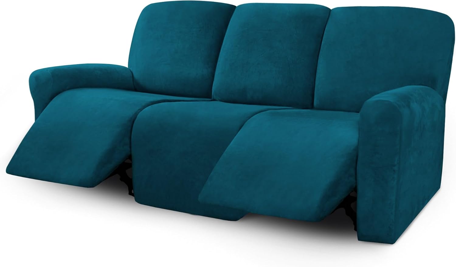 ULTICOR Velvet 8-Pieces Recliner Sofa Covers Stretch Reclining Couch Covers for 3 Cushion Reclining Sofa Slipcovers Furniture Covers Thick Soft Washable (3 Seater Recliner Cover, Dark Gray)