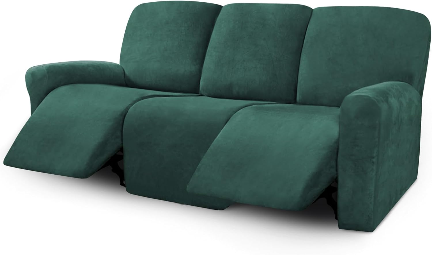 ULTICOR Velvet 8-Pieces Recliner Sofa Covers Stretch Reclining Couch Covers for 3 Cushion Reclining Sofa Slipcovers Furniture Covers Thick Soft Washable (3 Seater Recliner Cover, Dark Gray)