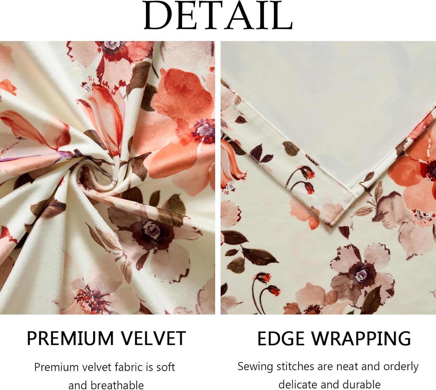 Pink Floral Curtains 84 Inch for Girl Bedroom Velvet Curtain Drapes with Whimsical Botanical Flower Pattern Aesthetic Anthropologie Modern Farmhouse Room Darkening Living Room Window Curtains,2 Panels