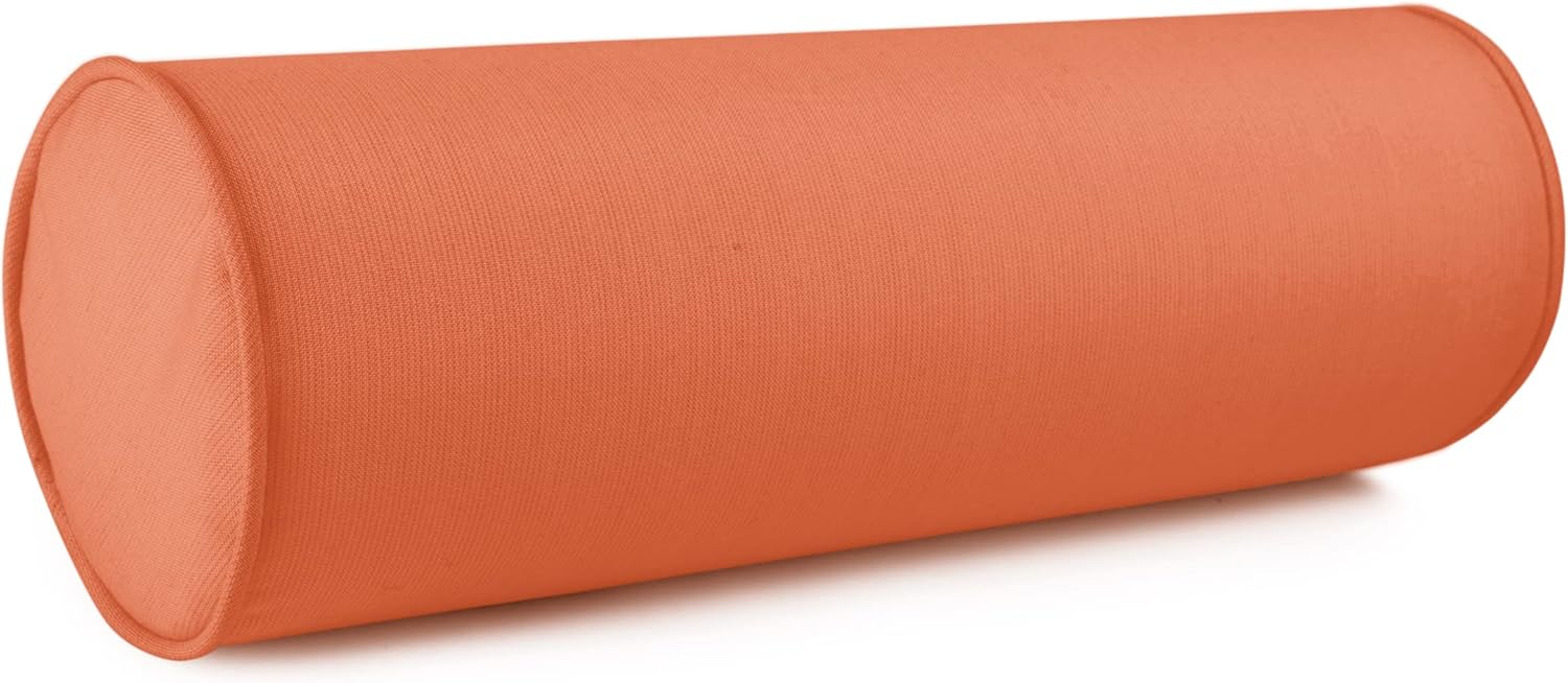Austin Horn Classics Sunbrella Set of 2 Zippered Neck Bolster Pillow, Made with Sunbrella Fabric, Cylinder Pillows, for Couch & Bed, Decorative Round Throw Pillow, Back & Neck Support (Mist)