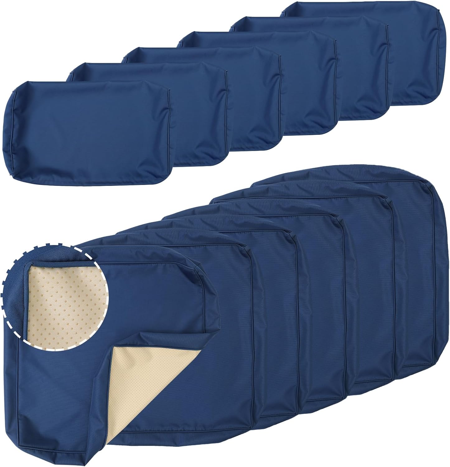 Patio Furniture Set Cushion Covers Outdoor Sectional Sofa Waterproof Square Couch Cushion Covers Outdoor Cushion Slipcovers Replacement for Outdoor Furniture, Non-Slip, Khaki
