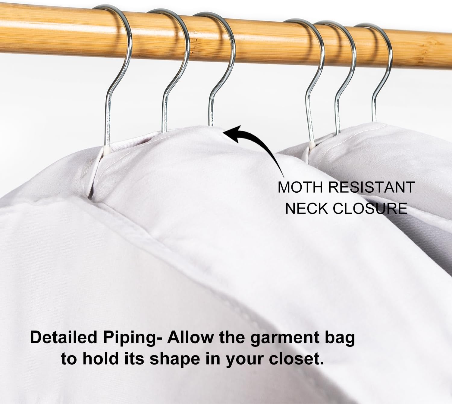 2PC Luxury 48'' Organic Cotton Garment Storage Bag for Hanging Clothes | 8 Cedar Blocks for Fresh Smell| Breathable Garment Bag for Hanging Clothes for Closet Best for Suit, Sweater, Short Dress, Gown