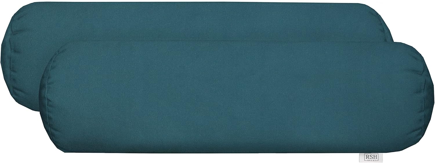 RSH Décor Sunbrella Jumbo Neck Roll Bolster Pillows – Set of 2 | 24” x 8” | Outdoor Throw Pillows for Patio Furniture, Porch, Deck, or Poolside Chairs | Waterproof & Fade-Resistant | Canvas White