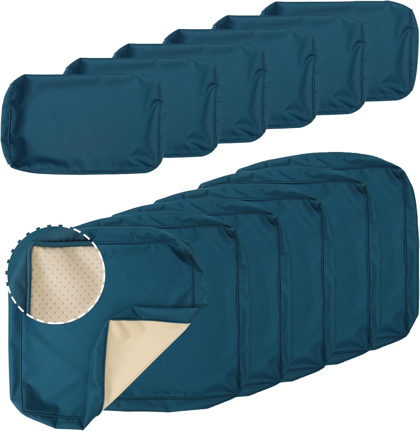 Patio Furniture Set Cushion Covers Outdoor Sectional Sofa Waterproof Square Couch Cushion Covers Outdoor Cushion Slipcovers Replacement for Outdoor Furniture, Non-Slip, Khaki