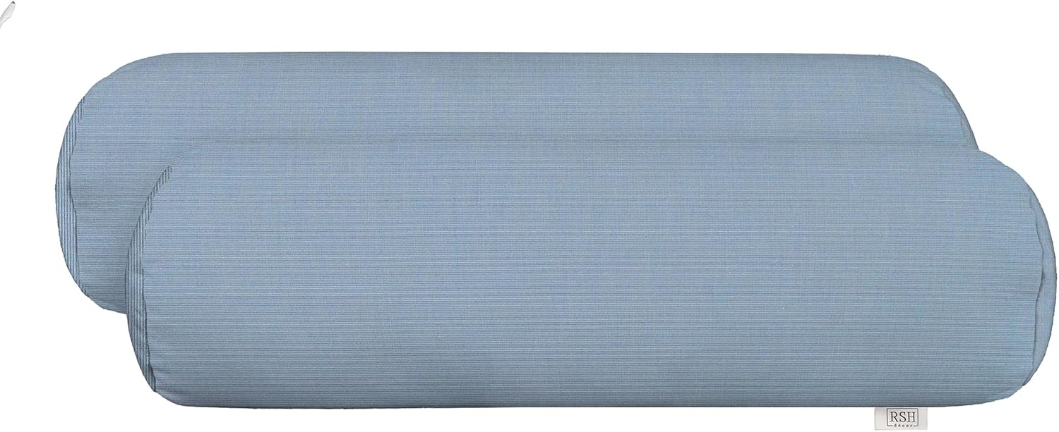 RSH Décor Sunbrella Jumbo Neck Roll Bolster Pillows – Set of 2 | 24” x 8” | Outdoor Throw Pillows for Patio Furniture, Porch, Deck, or Poolside Chairs | Waterproof & Fade-Resistant | Canvas White