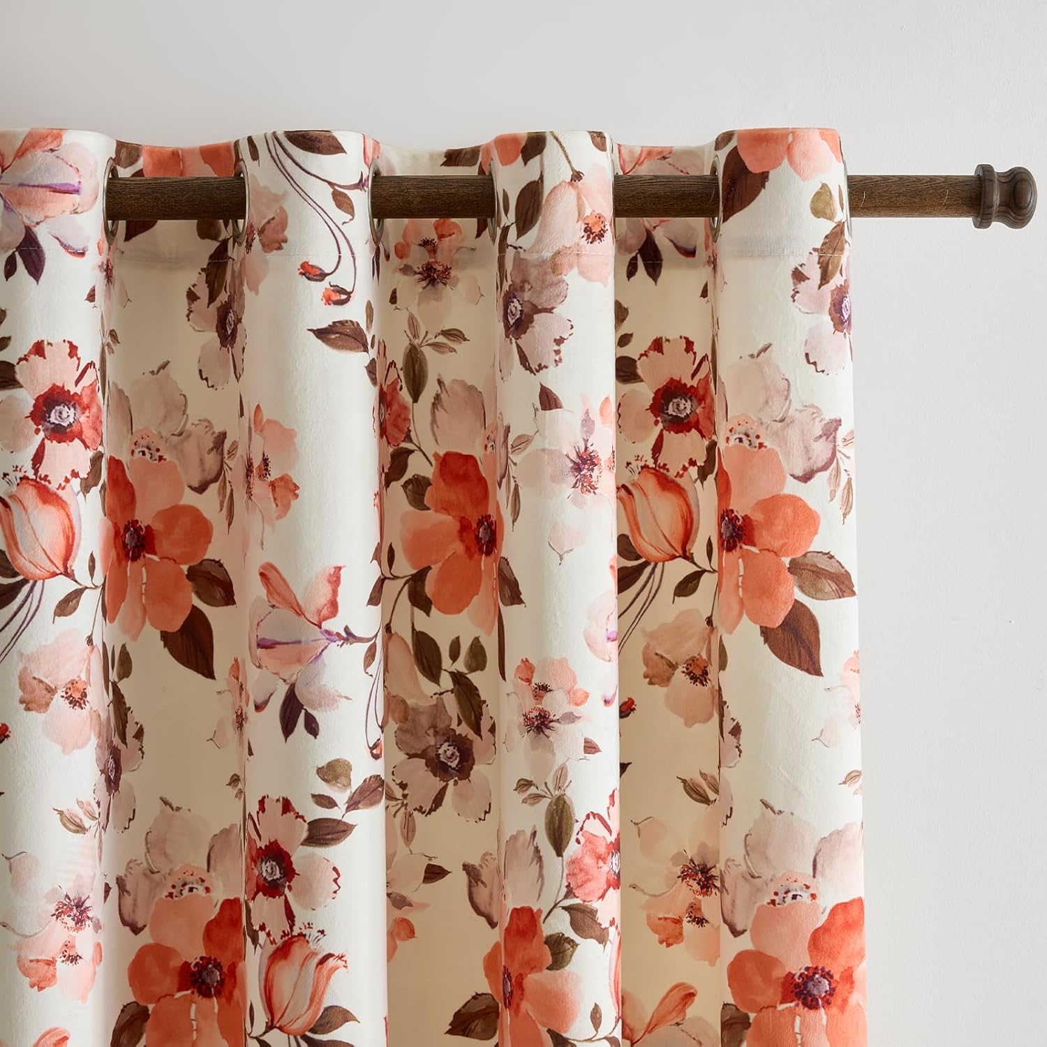 Pink Floral Curtains 84 Inch for Girl Bedroom Velvet Curtain Drapes with Whimsical Botanical Flower Pattern Aesthetic Anthropologie Modern Farmhouse Room Darkening Living Room Window Curtains,2 Panels