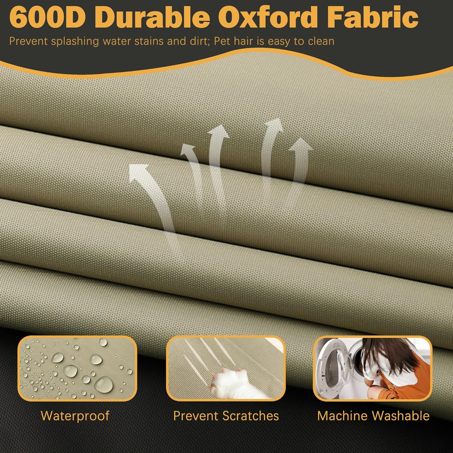 Sqodok Outdoor Cushion Covers 14Pcs Patio Cushion Slipcovers, Replacement Waterproof for 6-Seaters Sofa, Outdoor Furniture Cushion Slipcovers Set Seat and Back, Covers Only, Tan