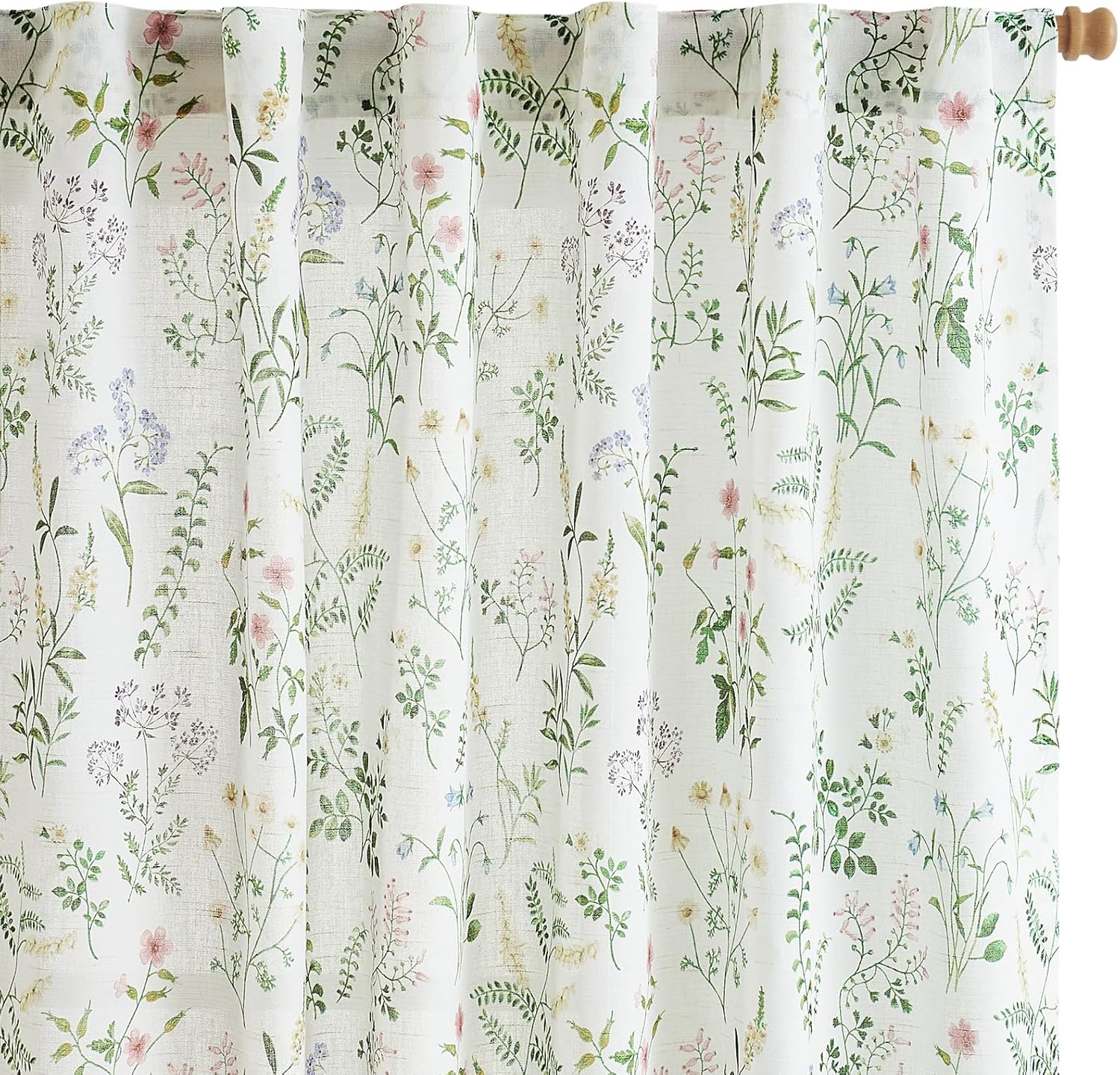 Lazzzy Taupe Floral Linen Curtains 84 Inch Farmhouse Curtain Back Tab Drapes for Living Room Bedroom Light Filtering Vintage Rod Pocket Curtains Fall Decorations for Home, 2 Panels, Taupe on Beige