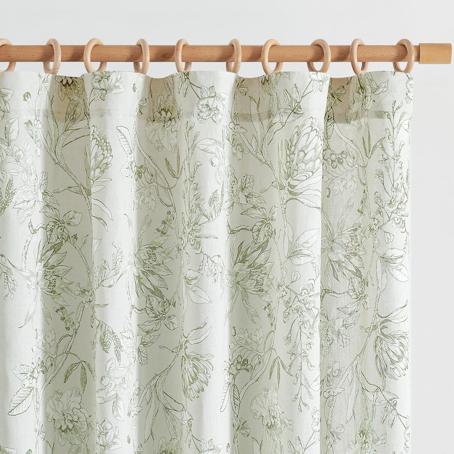 jinchan Linen Blend Curtain Floral Curtains for Living Room 108 Inch Length Black Printed Curtain Rod Pocket Back Tab Farmhouse Peony Flower Patterned Drapes Bedroom Window Curtains Set 2 Panels