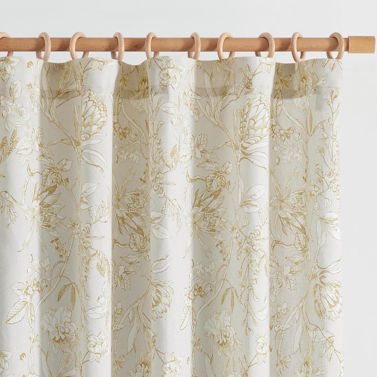 jinchan Linen Blend Curtain Floral Curtains for Living Room 108 Inch Length Black Printed Curtain Rod Pocket Back Tab Farmhouse Peony Flower Patterned Drapes Bedroom Window Curtains Set 2 Panels