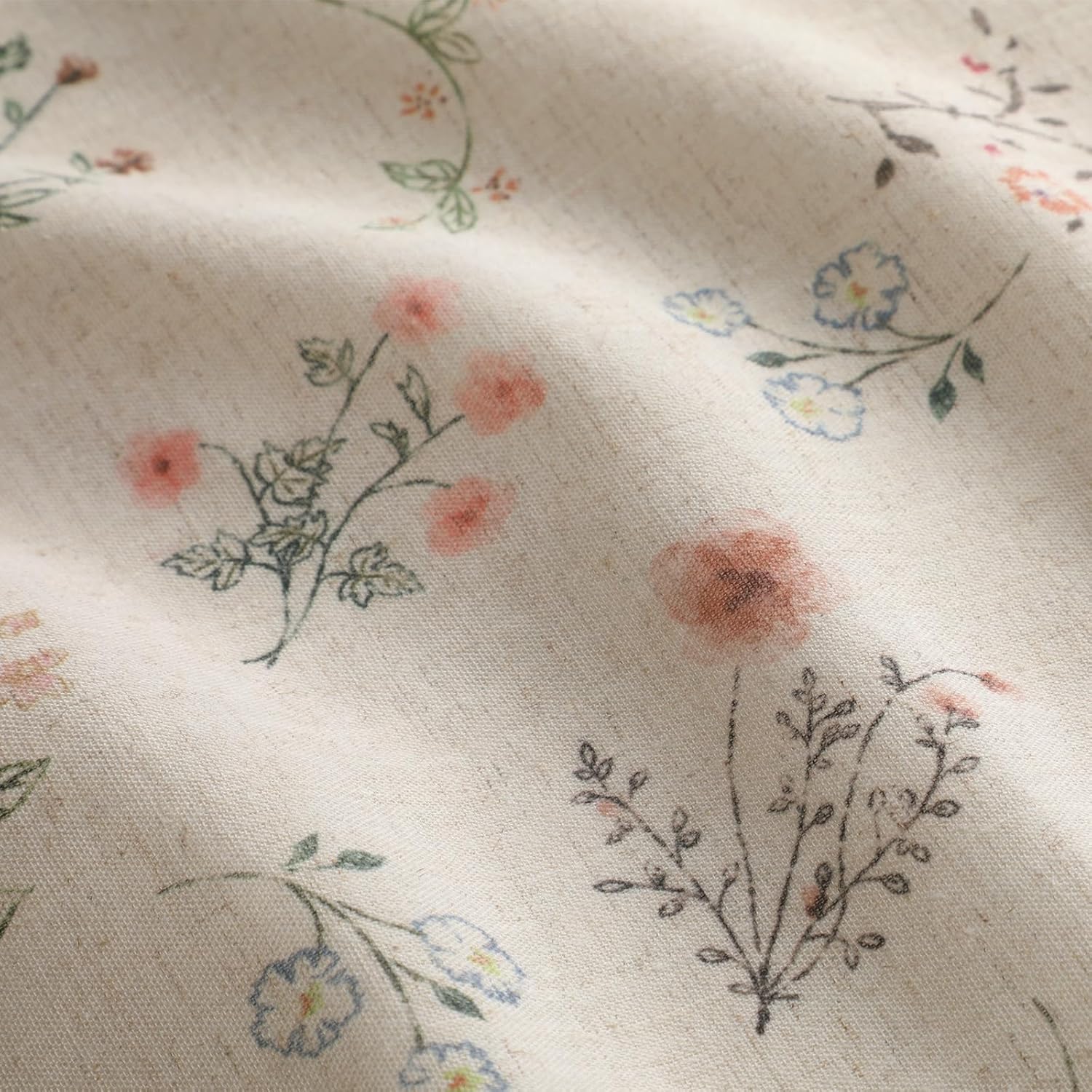 Boho Floral 100% Blackout Curtains 84 Inch Length 2 Panels Set, Linen Texture Farmhouse Curtains Beige Tassel for Living Room Bedroom Vintage Rustic Patterned Printed Western Rod Pocket