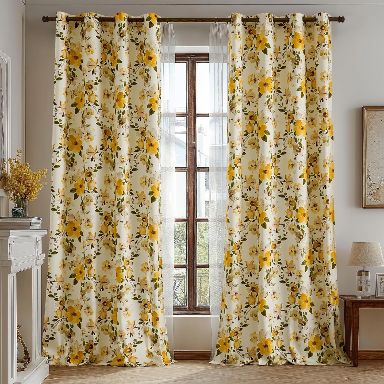 Pink Floral Curtains 84 Inch for Girl Bedroom Velvet Curtain Drapes with Whimsical Botanical Flower Pattern Aesthetic Anthropologie Modern Farmhouse Room Darkening Living Room Window Curtains,2 Panels