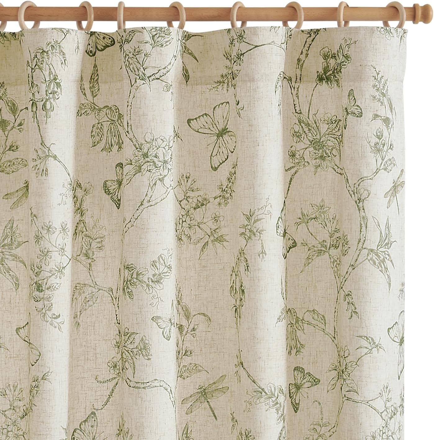 jinchan Linen Blend Curtain Floral Curtains for Living Room 108 Inch Length Black Printed Curtain Rod Pocket Back Tab Farmhouse Peony Flower Patterned Drapes Bedroom Window Curtains Set 2 Panels