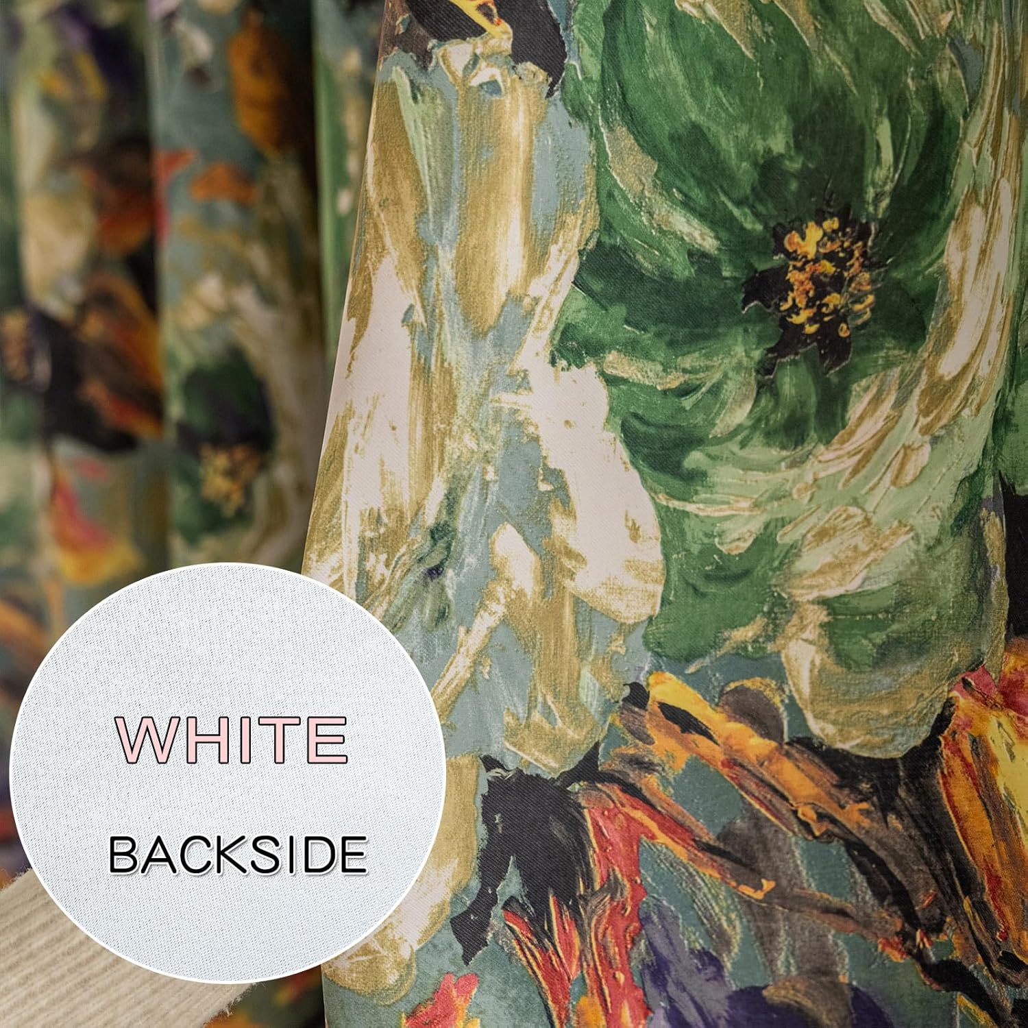 Floral Curtains for Bedroom Pattern Dark Green Vintage Painting Flower Blackout Window Drapes Room Darkening for Living Room 84 inches Long 2 Panels