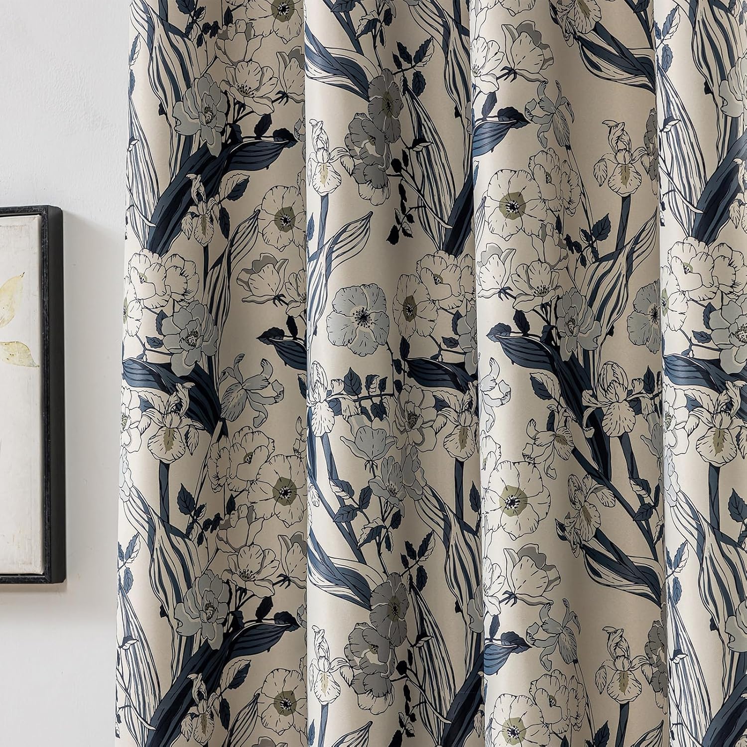 Floral Curtains for Bedroom Pattern Dark Green Vintage Painting Flower Blackout Window Drapes Room Darkening for Living Room 84 inches Long 2 Panels