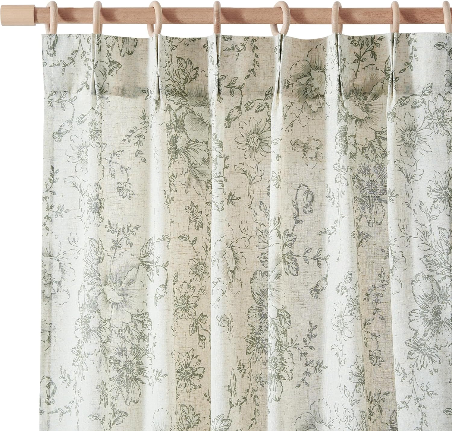 jinchan Linen Blend Curtain Floral Curtains for Living Room 108 Inch Length Black Printed Curtain Rod Pocket Back Tab Farmhouse Peony Flower Patterned Drapes Bedroom Window Curtains Set 2 Panels