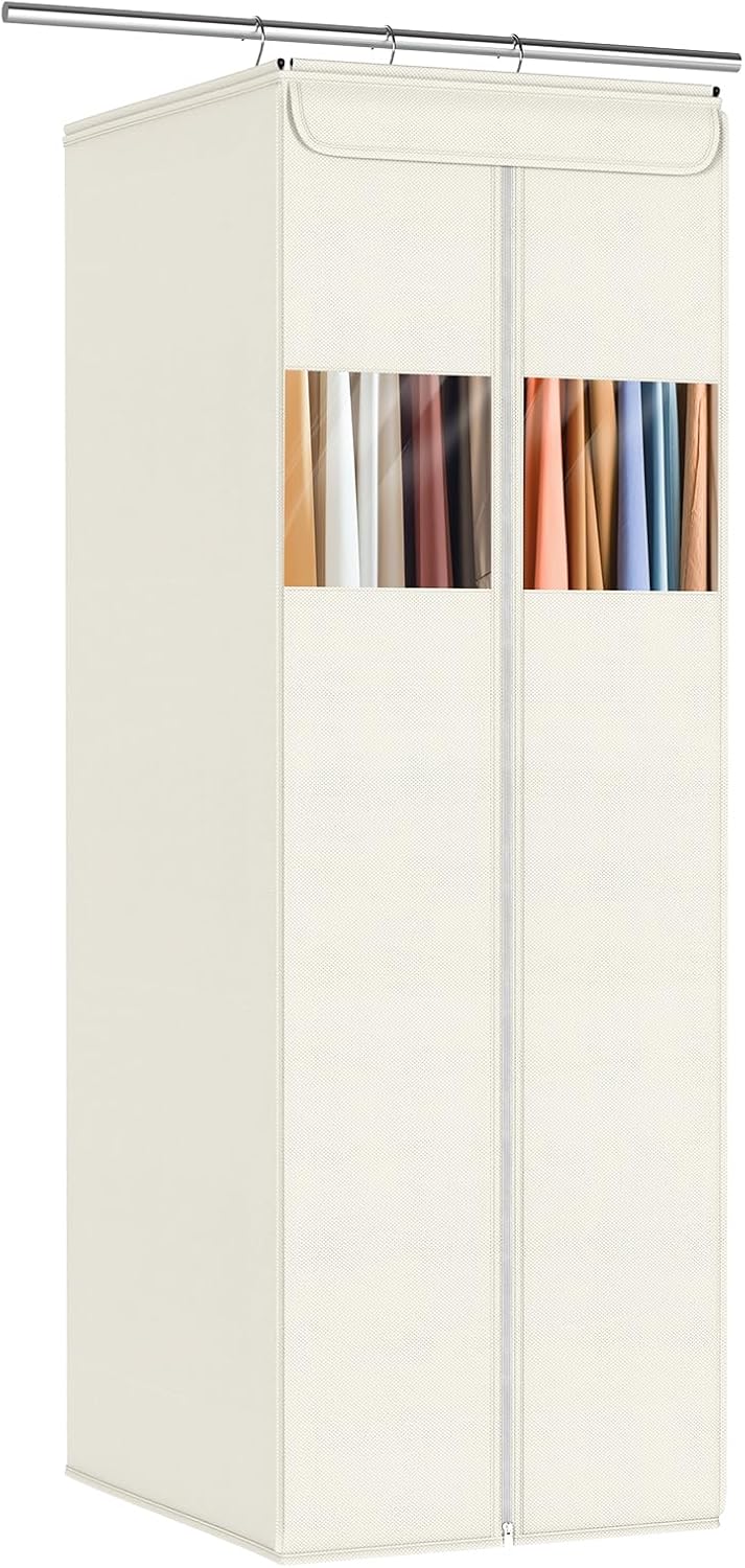 Zilink Clear Garment Bags for Hanging Clothes 54" Large Hanging Garment Bag for Closet Storage with Clear Window Space Saving Garment Storage Bags for Suits, Coats, Dresses, 2-Pack