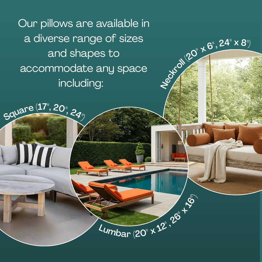 RSH Décor Neck Roll Bolster Pillows – Set of 4 | 20” x 6” | Outdoor Throw Pillows for Patio Furniture, Porch, Deck, or Poolside Chairs | Water & Fade-Resistant | Navy & White Stripe
