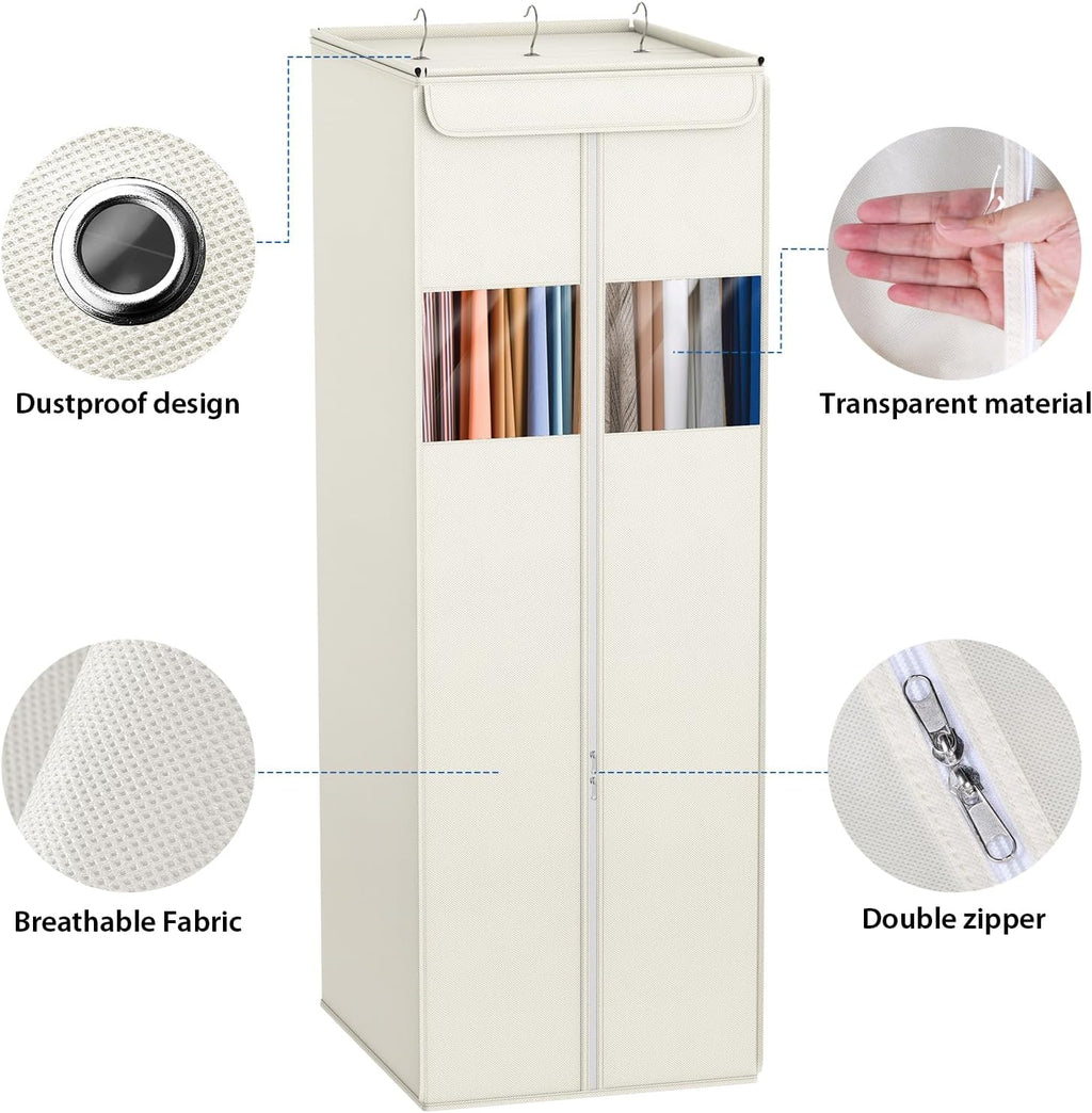 Zilink Clear Garment Bags for Hanging Clothes 54" Large Hanging Garment Bag for Closet Storage with Clear Window Space Saving Garment Storage Bags for Suits, Coats, Dresses, 2-Pack